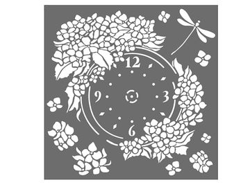 MixMedia šablona 18x18cm - květinový ciferník