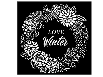 MixMedia šablona 18x18cm - Love Winter - věnec