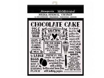 MixMedia šablona 18x18cm - recept na čokoládový koláč