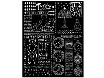 MixMedia šablona 20x25cm - Antiques Teddy Bear