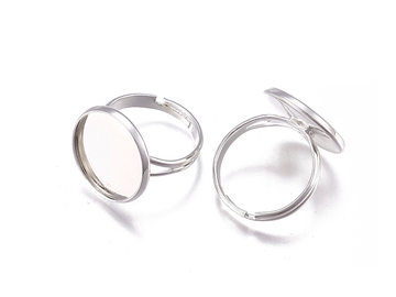 Nastavitelný prsten se 16mm lůžkem - světlý stříbrný