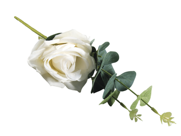 Ozdobná umělá růže s větvičkou 28cm - krémová