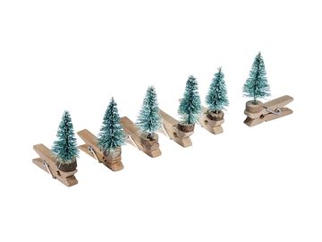 Ozdobné kolíčky - 6ks - chlupaté vánoční stromky