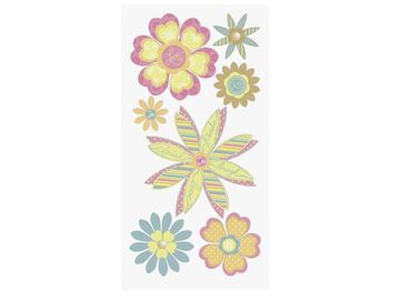 Papírové dekorační nálepky 7ks - květiny