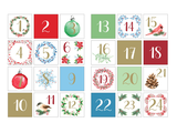Papírové samolepky ARTEMIO - Christmas Berries - adventní čísla čtverce