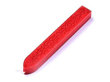 Pečetní vosk s knotem vzorovaný 9cm - červený