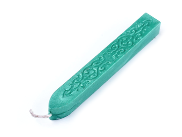 Pečetní vosk s knotem vzorovaný 9cm - perleťový zelený