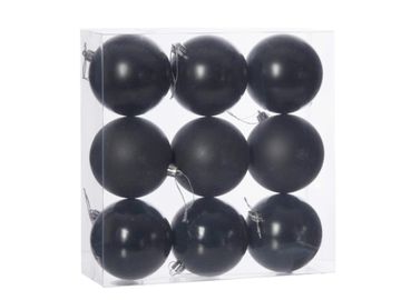 Plastové ozdoby koule 9ks - černé