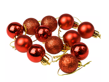 Plastové vánoční koule 2,5cm 12ks - červené