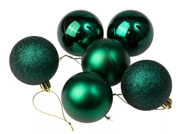 Plastové vánoční koule 6cm 6ks - tmavě zelené