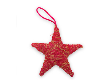 Pletená sisalová vánoční hvězda 9,5cm - červená