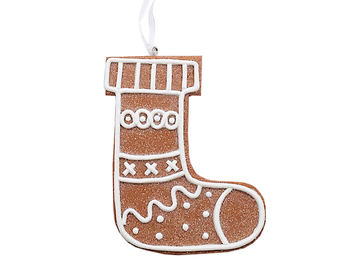 Polymerová závěsná vánoční ozdoba 10cm - perník ponožka