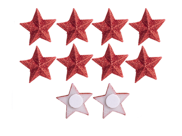 Polymerové nalepovací hvězdičky 10ks - třpytivé červené