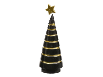 Polymerový vánoční stromek 10cm černý - proužky