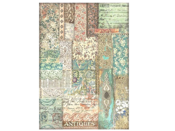 Rýžový papír A4 - Brocante Antiques fabric patchwork