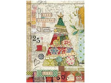 Rýžový papír A4 - patchworkový vánoční strom