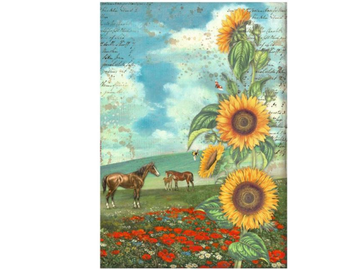 Rýžový papír A4 - Sunflower art - koně