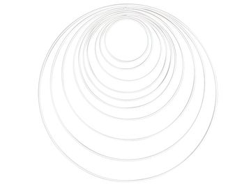 Sada kovových kruhů 10ks na věnec/lapač snů 10-40cm - bílé