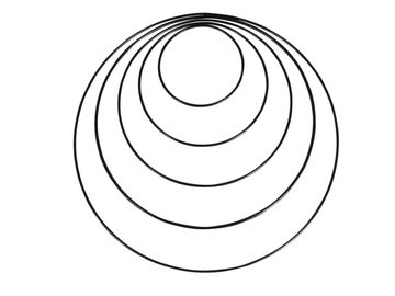 Sada kovových kruhů 5ks na věnec/lapač snů 10-30cm - černé