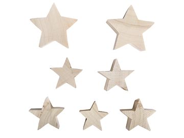 Sada masivních dřevěných ozdob 7ks - hvězdy