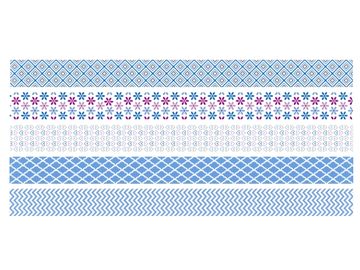 Sada mini washi pásků s rollerem 5x3m - modré