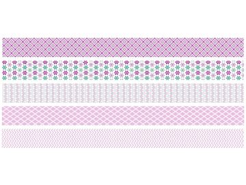 Sada mini washi pásků s rollerem 5x3m - růžové