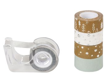 Sada mini washi pásků s rollerem 5x3m - vánoční stříbrné