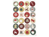 Samolepky A4 - adventní čísla kruhy 4,5cm - vánoční barvy