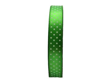 Saténová stužka s tečkami 13mm - zelená