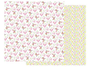 Scrapbookový papír 30x30cm - kolibřík a květiny