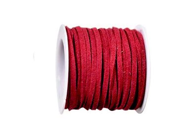 Semišová šňůrka 3mm - rubínově červená