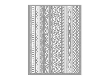 Sítotisková detailní šablona 11x15cm - aztécké vzory