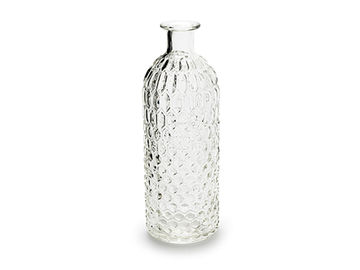 Skleněná váza, láhev 20,5cm - strukturovaná