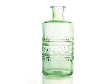 Skleněná váza, láhev Barcelona BOHO 15cm - zelená