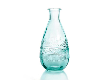 Skleněná váza, láhev Berlin BOHO 16cm - tyrkysová