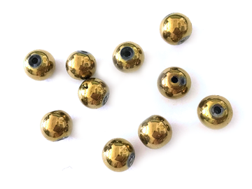 Skleněné korálky chromově lesklé 8mm 10ks - antické zlaté