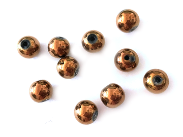 Skleněné korálky chromově lesklé 8mm 10ks - bronzové