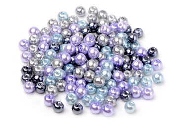 Skleněné korálky perleťové 6mm cca 200ks - fialový mix