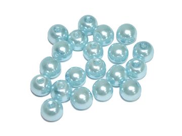 Skleněné korálky perleťové 8mm 20ks - pastelové azurové