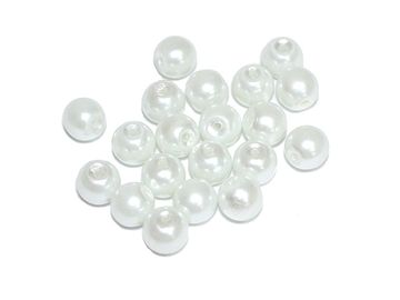 Skleněné korálky perleťové 8mm 20ks - bílé