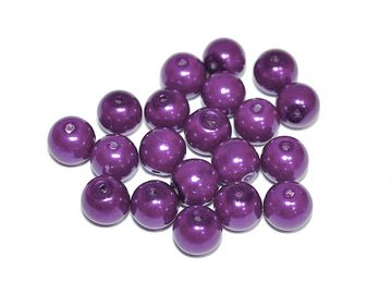 Skleněné korálky perleťové 8mm 20ks - tmavě fialové