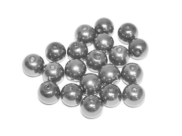 Skleněné korálky perleťové 8mm 20ks - grafitově šedé
