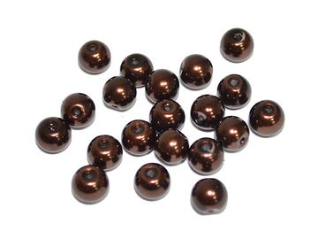 Skleněné korálky perleťové 8mm 20ks - kávové