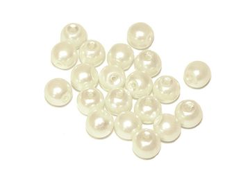 Skleněné korálky perleťové 8mm 20ks - krémové