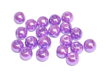 Skleněné korálky perleťové 8mm 20ks - fialové