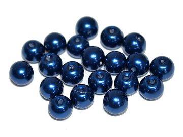 Skleněné korálky perleťové 8mm 20ks - námořnické modré