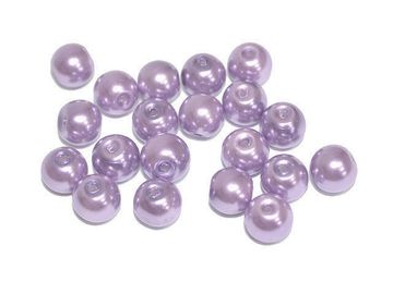 Skleněné korálky perleťové 8mm 20ks - pastelové fialové