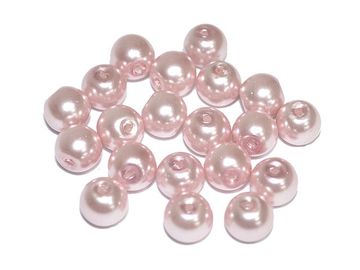 Skleněné korálky perleťové 8mm 20ks - pastelové růžové