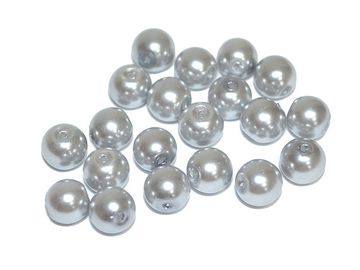 Skleněné korálky perleťové 8mm 20ks - pastelové stříbrné