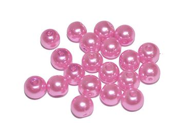 Skleněné korálky perleťové 8mm 20ks - růžové